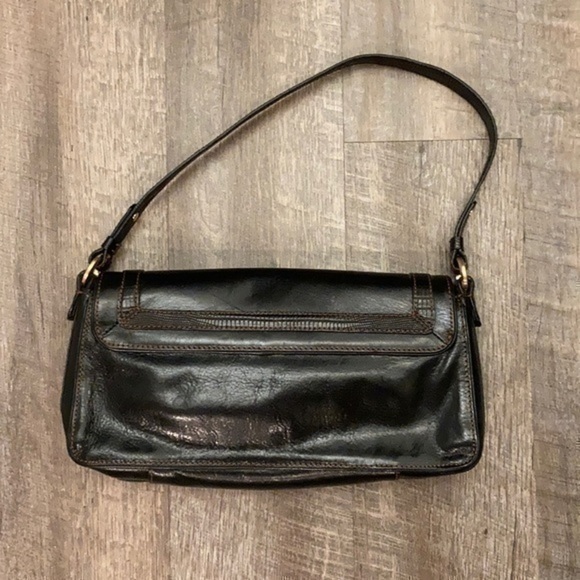 Ellen Tracy black leather shoulder bag purse - Picture 3 of 12